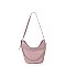 Chevron Embossed Chain Link Bucket Shoulder Bag Hobo