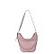 Chevron Embossed Chain Link Bucket Shoulder Bag Hobo