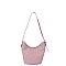 Chevron Embossed Chain Link Bucket Shoulder Bag Hobo