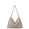 Chevron Embossed Chain Strap Shoulder Bag Hobo