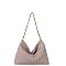 Chevron Embossed Chain Strap Shoulder Bag Hobo