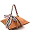 CTL0014-LP Bow Accent Uniquely Folded Novelty Satchel