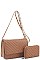 2IN1 FASHION QUILTED V DESIGN CROSSBODY BAG WALLET SET