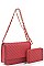 2IN1 FASHION QUILTED V DESIGN CROSSBODY BAG WALLET SET