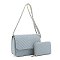 2-in-1 Quilted Chevron Shoulder Bag Set With Wallet