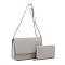 2-in-1 Quilted Chevron Shoulder Bag Set With Wallet