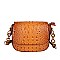 Ostrich Embossed Crossbody & Shoulder Bag