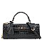 Boutique Croco Boxy Padlock Satchel / Cross-body