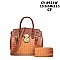 2 IN 1Crocodile Accented Satchel Handbag With Wallet