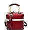 CY6434-LP Crocodile Embossed Jewel-Top Boxy Frame Satchel