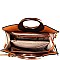 Wooden Handle Crocodile Print Satchel Wallet SET