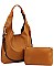 2 IN 1 DOUBLE STRAP HOBO BAG WITH LONG STRAP