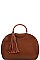OVAL SIDE CROCO TEXTURED TASSEL SATCHEL WITH LONG STRAP