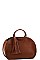 OVAL SIDE CROCO TEXTURED TASSEL SATCHEL WITH LONG STRAP