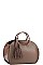 OVAL SIDE CROCO TEXTURED TASSEL SATCHEL WITH LONG STRAP