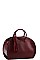 OVAL SIDE CROCO TEXTURED TASSEL SATCHEL WITH LONG STRAP