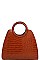 CROC PATTERN SATCHEL WITH LONG STRAP