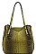 CROC SATCHEL WITH LONG STRAP