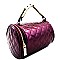 Metal Handle Quilted Patent Round Shape Satchel