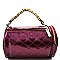 Metal Handle Quilted Patent Round Shape Satchel