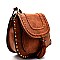 D0299-LP Woven Detail Flap Messenger Cross Body