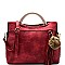 Pom Pom and Tassel Accent Fashion Satchel