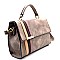 Stripe Accent Flap Top Medium Satchel