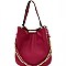 Studded Strap Chain Accent Hobo Bag