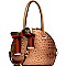 Ostrich Embossed Color Block Bow Jewel-Top Satchel MH-D0455