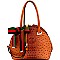 Ostrich Embossed Color Block Bow Jewel-Top Satchel MH-D0455