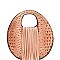 Fringe Accent Ostrich Print Cut-out Handle 2-Way Medium Satchel MH-D0495
