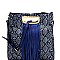 SNAKE PRINT FRINGE ACCENT TWO-WAY SATCHEL