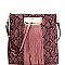 SNAKE PRINT FRINGE ACCENT TWO-WAY SATCHEL