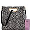 SNAKE PRINT FRINGE ACCENT TWO-WAY SATCHEL