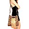 SNAKE PRINT FRINGE ACCENT TWO-WAY SATCHEL