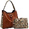 2 in 1 Knot Accent Snake Print Hobo