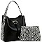 2 in 1 Knot Accent Snake Print Hobo