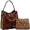 2 in 1 Knot Accent Snake Print Hobo
