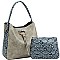 2 in 1 Knot Accent Snake Print Hobo