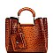 3 COMPARTMENT OSTRICH PRINT 2 IN 1 SATCHEL