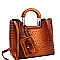 3 COMPARTMENT OSTRICH PRINT 2 IN 1 SATCHEL