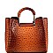3 COMPARTMENT OSTRICH PRINT 2 IN 1 SATCHEL
