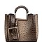 3 COMPARTMENT OSTRICH PRINT 2 IN 1 SATCHEL