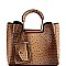 3 COMPARTMENT OSTRICH PRINT 2 IN 1 SATCHEL