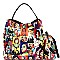 2 in 1 Pop Art Magazine Print Side Pocket Hobo Bag