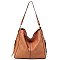 SOLID Side Zipper 3-in-1 Shoulder Bag, Cross-Body and Clutch Set