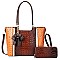 2 IN 1 RIBBON ACCENT ALLIGATOR SATCHEL WALLET SET