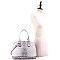 2-Way Ostrich Print Embossed Classic Dome Satchel