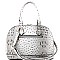 2-Way Ostrich Print Embossed Classic Dome Satchel