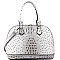 2-Way Ostrich Print Embossed Classic Dome Satchel